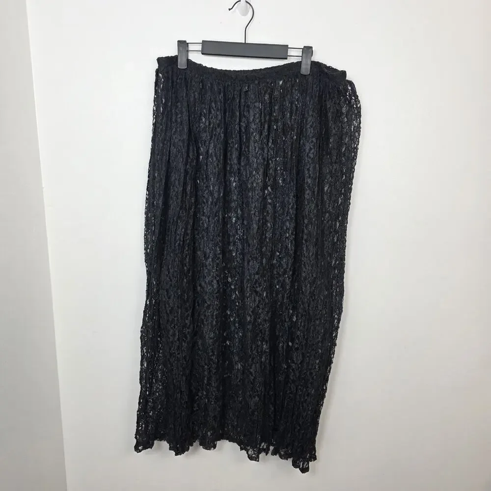 Vintage Express Black Lacey Sheer Gothic 90s Witchy Costume Maxi Skirt Size L‎